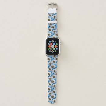 Daisies  Wild Flowers On Blue Apple Watch Band by katstore at Zazzle