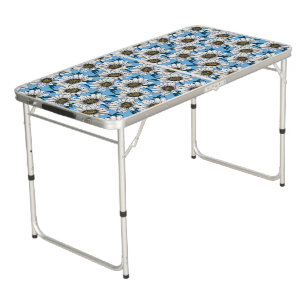 Daisies, wild flowers on blue beer pong table
