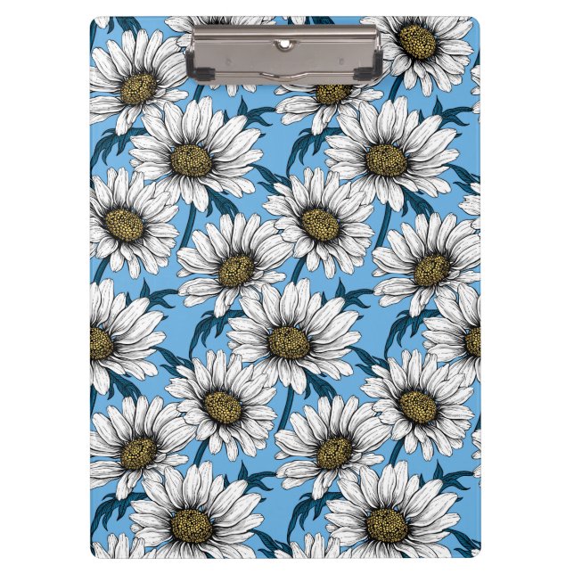 Daisies, wild flowers on blue clipboard (Front)