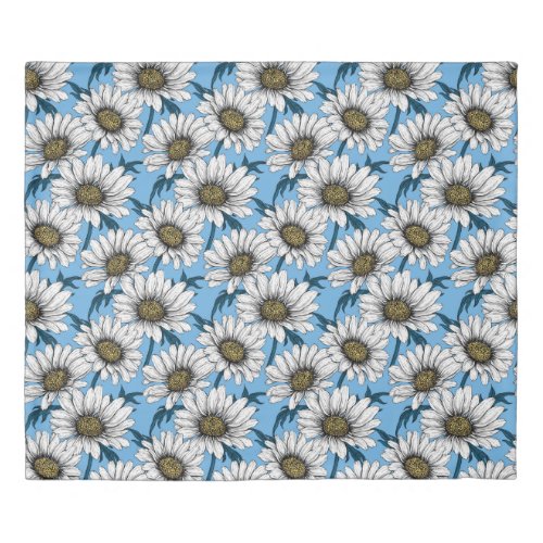 Daisies wild flowers on blue duvet cover