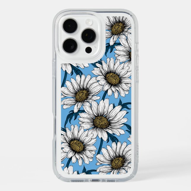 Daisies, wild flowers on blue speck iPhone case (Front)
