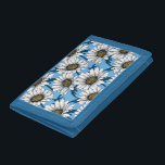 Daisies, wild flowers on blue trifold wallet<br><div class="desc">Hand drawn vector pattern with white daisy flowers</div>