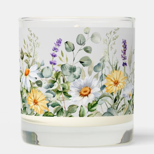 Daisies  Wildflowers Pattern Scented Candle