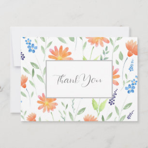 Daisies Wildflowers Watercolor Motif Thank You Card