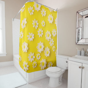 Daisies with a yellow background     shower curtain