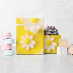 Daisies with a yellow background wrapping paper