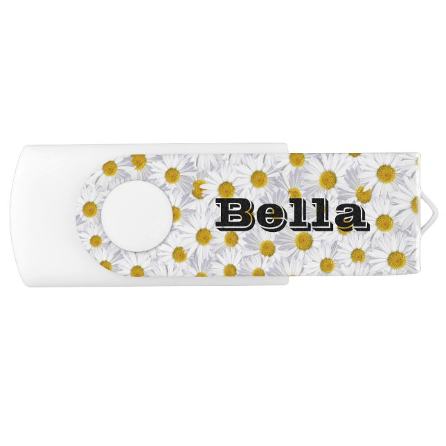 Daisies With Custom Name Flash Drive (Front)