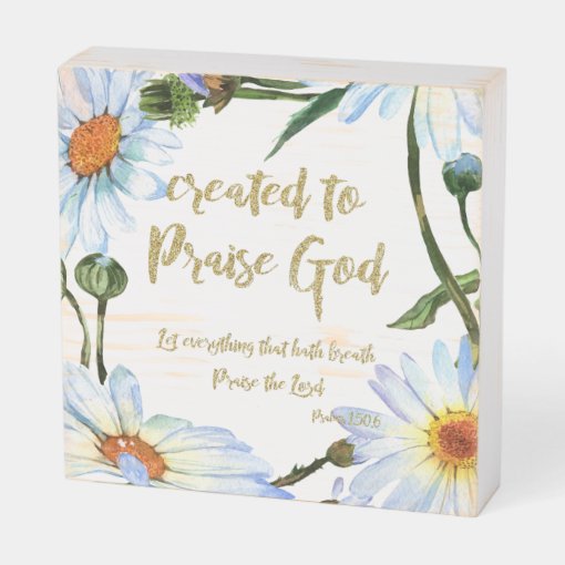 Daisies with Quote & Bible Verse Farmhouse Faith Wooden Box Sign Zazzle
