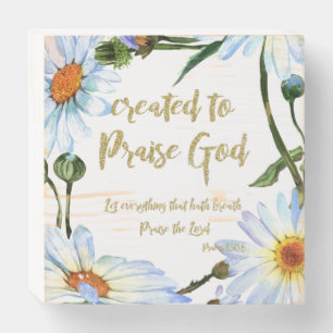 Daisies with Quote & Bible Verse Farmhouse Faith Wooden Box Sign