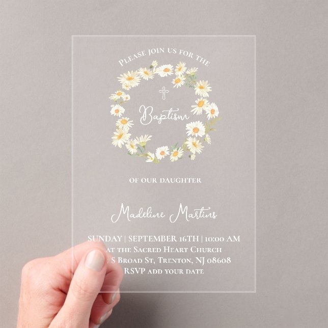 daisies wreath Baptism Invitation (Insitu (Handheld))