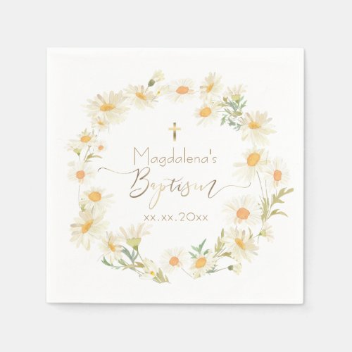 daisies wreath Baptism  Napkins