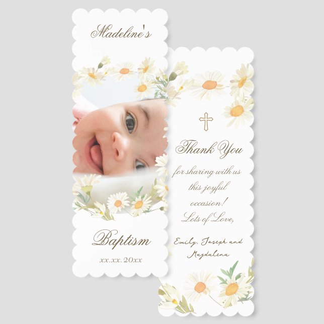 daisies wreath Baptism thank you  Bookmarks (Front & Back)