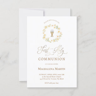 daisies wreath First Holy Communion Invitation