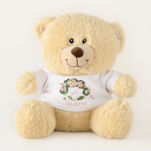 Daisies Wreath with Monogram  Name to Personalize Teddy Bear