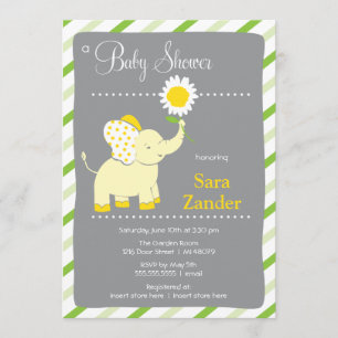 Daist Elephant Girl Baby Shower Invitation