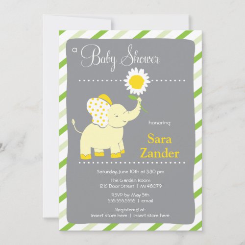 Daist Elephant  | Girl Baby Shower Invitation