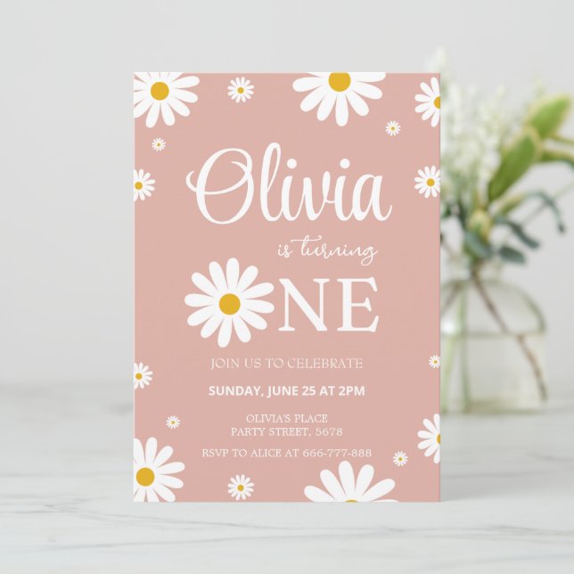Daisy 1st Birthday Editable Invitation (Standing Front)