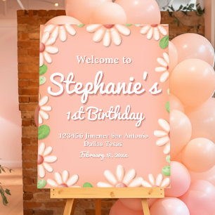 Daisy 1st Birthday Girl Welcome Sign