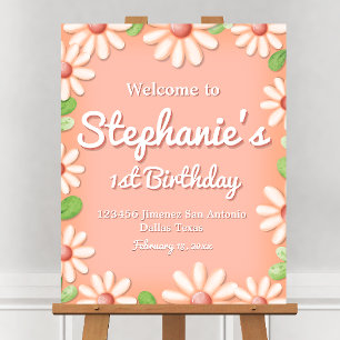 Daisy 1st Birthday Girl Welcome Sign