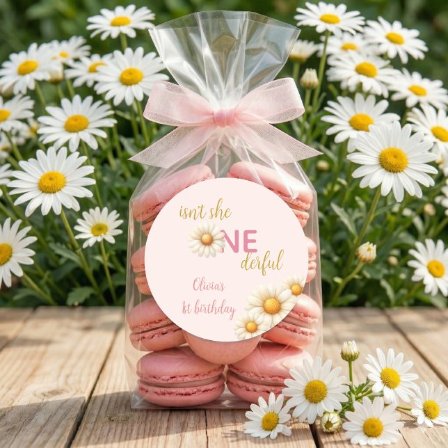 Daisy 1st Birthday Isn't She ONEderful Boho Classic Round Sticker (Daisy 1st Birthday Isn't She ONEderful Boho Classic Round Sticker)