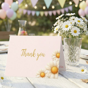 Daisy 1st Birthday Isn't She ONEderful Boho Folded Letterpress Thank You Card