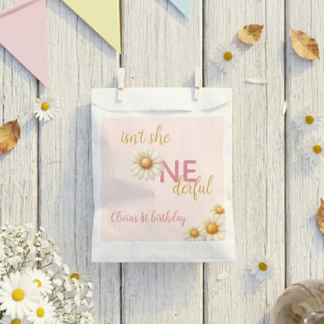 Daisy 1st Birthday Isn't She ONEderful Pink Boho Favor Bag (Daisy 1st Birthday Isn't She ONEderful Pink Boho Favor Bag)