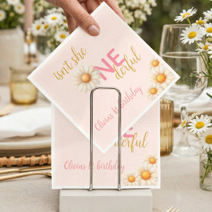 Daisy 1st Birthday Isn't She ONEderful Pink Boho Napkins