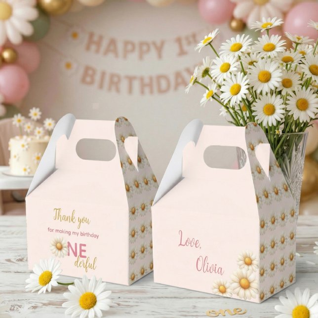 Daisy 1st Birthday  Isn't She ONEderful Pink Favor Boxes (Daisy 1st Birthday Isn't She ONEderful Pink Favor Boxes)