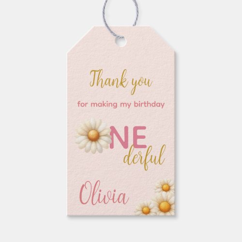 Daisy 1st Birthday  Isn't She ONEderful Pink Favor Gift Tags