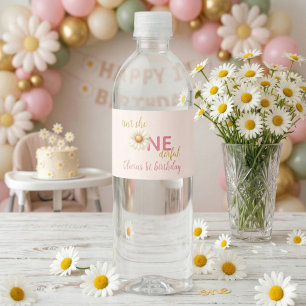 Daisy 1st Birthday - Isn't She ONEderful Pink Water Bottle Label