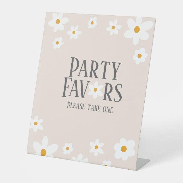 Daisy 1st Birthday Party Favors Sign (Front)