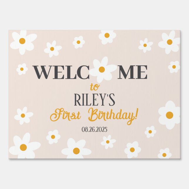 Daisy 1st Birthday Yard Sign (Front)