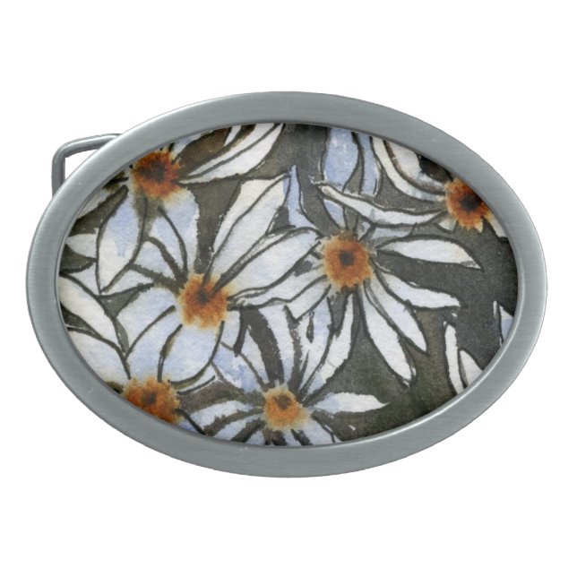 "Daisy #2" Floral Belt Buckle (Front)