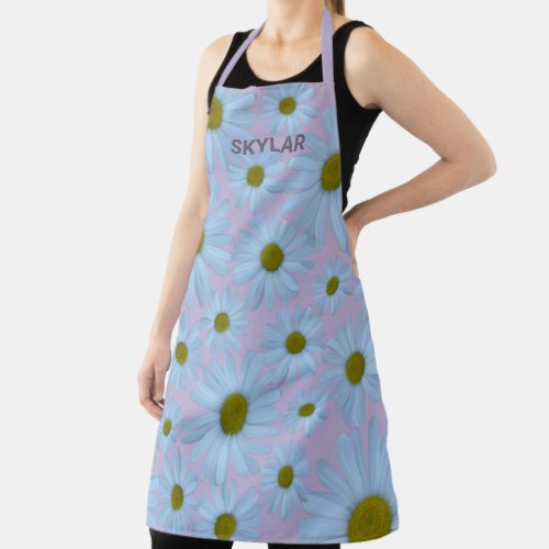 Daisy 2 Pastel Purple Flower Pattern Cute Floral Apron