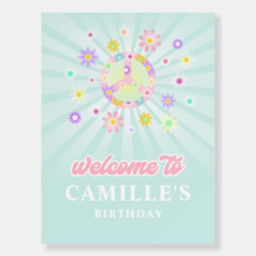 Daisy 70s Theme Girl Birthday Welcome Sign