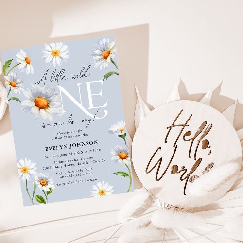 Daisy A Little Wild One Boy Baby Shower Invitation