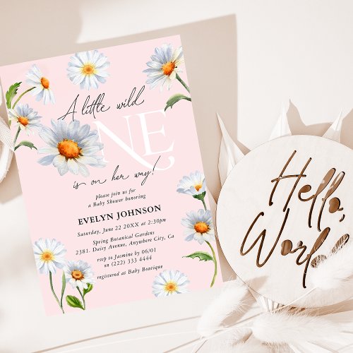 Daisy A Little Wild One Girl Baby Shower Invitation