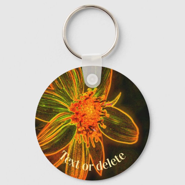 Daisy Abstract Art Flower Personalized Keychain (Front)