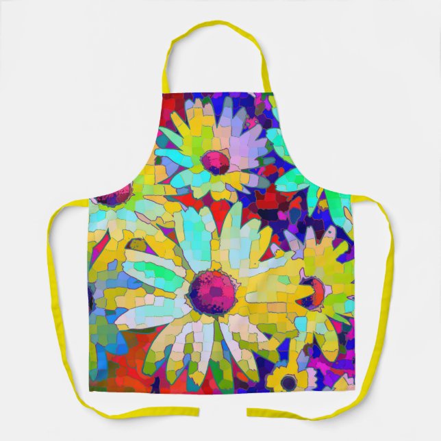 Daisy Abstract In Bright Colors Apron (Front)