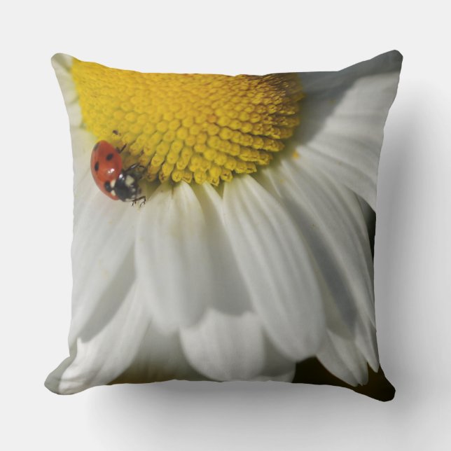 Daisy And A Ladybug Throw Pillow (Front)