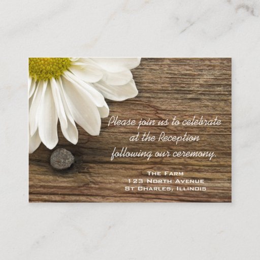 Customizable Daisy and Barn Wood Country Wedding Reception Card Business Card Templates