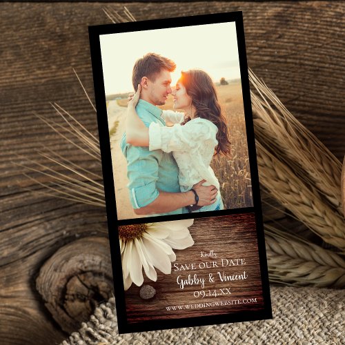 Daisy and Barn Wood Country Wedding Save the Date