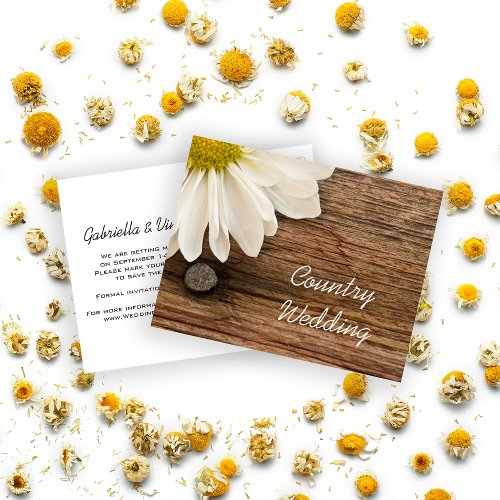 Daisy and Barn Wood Country Wedding Save the Date Announcement Postcard