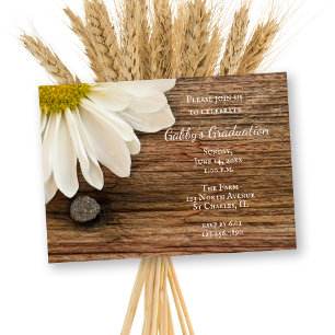 Daisy and Barn Wood Graduation Party Invitation