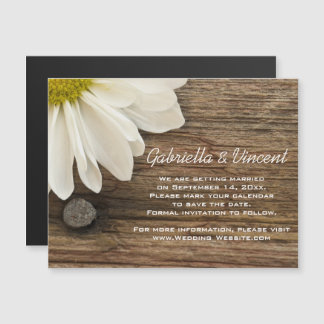 Daisy and Barn Wood Ranch Wedding Save the Date Magnetic Invitation