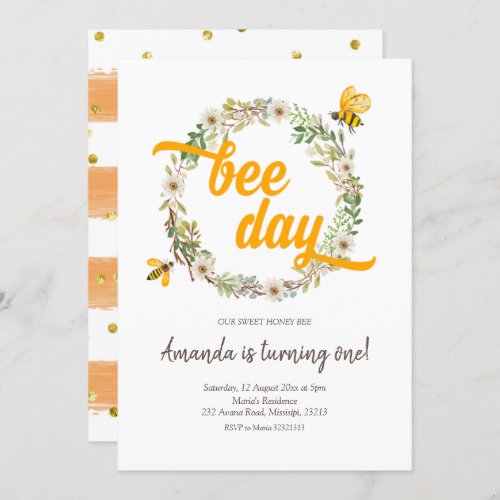 Daisy and Bee Day Birthday Invitation