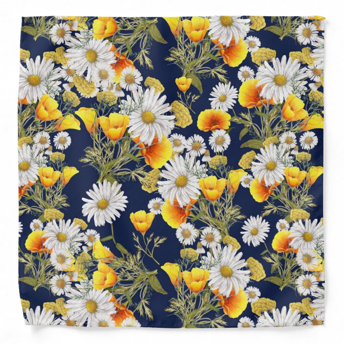 Daisy And Buttercups On Navy Blue Bandana Zazzle Com Daisy And Buttercups On Navy Blue Bandana Zazzle Com