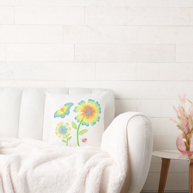 Daisy and Butterfly Pillow (Couch)