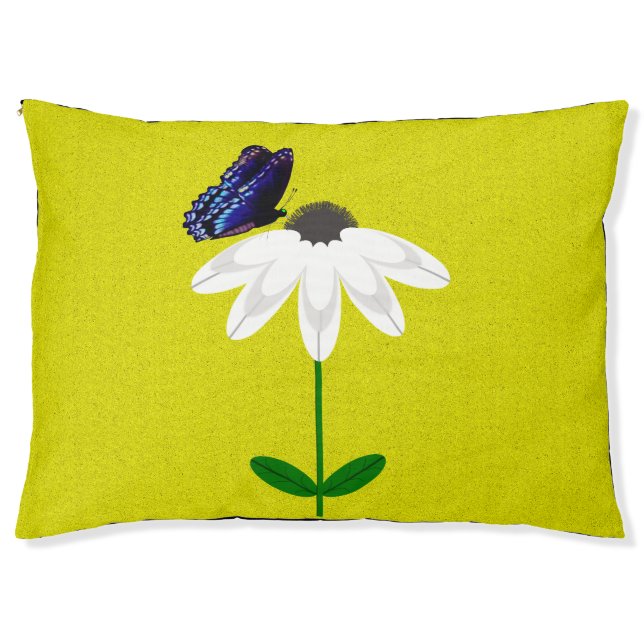 Daisy and Butterfly Yellow Background Pet Bed (Front)