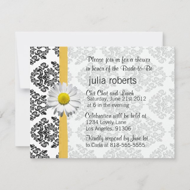 Daisy and Damask Bridal Shower Invitation (Front)